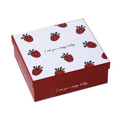 China Biodegradable Large Cute Lipstick Gift Box Strawberry Scarf Cosmetic Gift Box for sale