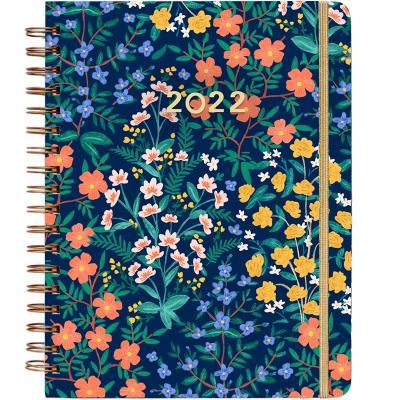 China 2022 Spiral Notebook Gold Program English Coil Notebook A5 Foreign Trade Calendar Binboard Border Book for sale