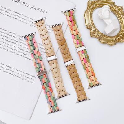 China New Wood Watch Band Strap Fashionable Wood Watch Strap With Metal Buckle For Iwatch Band For Apple Watch Strap for sale