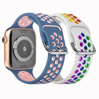 China Waterproof Stainless Buckle Watchband Elastic Watch Strap For Apple Watch Band Silicone for sale