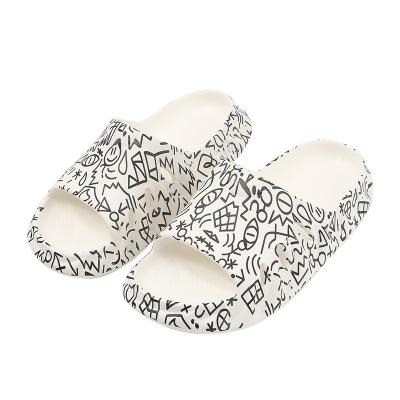 China New graffiti slippers outdoor soft bottom men's clothing non-slip one-term slippers summer fetters stretch thick bottom stepping on sense house crap sandals for sale