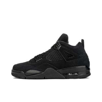 China HIGH END VERSION PVC Jordan 4 Black Cat Retro Fashion Sports Casual Basketball Shoes Men Women Sneakers for sale