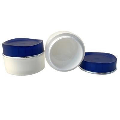 China Personal Care 50g PP Bottle 50ml Eye Cream White Blue Cream Jars With Lid Body Scrub Jars Vaseline Packaging for sale