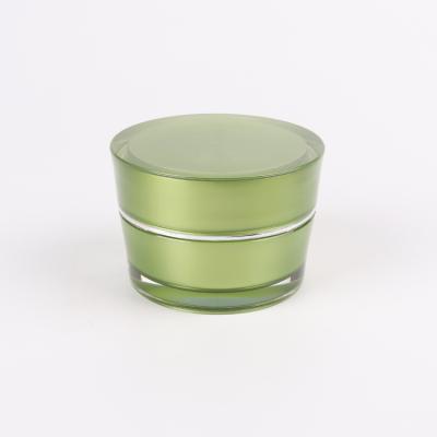 China Green Empty Cosmetic Acrylic Cream Plastic Container Personal Care Jar Container 5g 15g 30g 50g Skin Care Container for sale