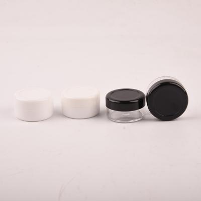 China 3ml 5ml 10ml 15ml 20ml PS cosmetic PET cream lipstick plastic lip scrub container with black cap for sale