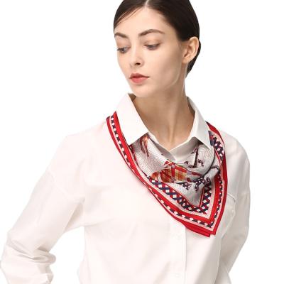 China Lady Business Party Satin Neck Scarf Summer Printing Small Retro Head Scarf Fashion Shorts Square Hair Scarf B272 Silk Scarf for sale