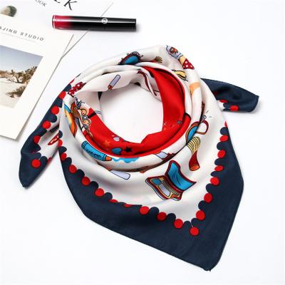 China Size 50*50cm Big Silk Square Scarves Fashion Square Scarf Satin Shawl Silk Scarf Hair / Head Scarves Women Bandana for sale