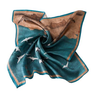 China Square Scarf High Quality Custom Made Polyester Silk Print Imitation Silk for sale