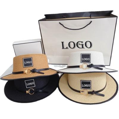 China 2022 New Women's Top Hat Shade Fashion Custom Designer Top Hat Supplier Luxury Brand Straw Hat for sale