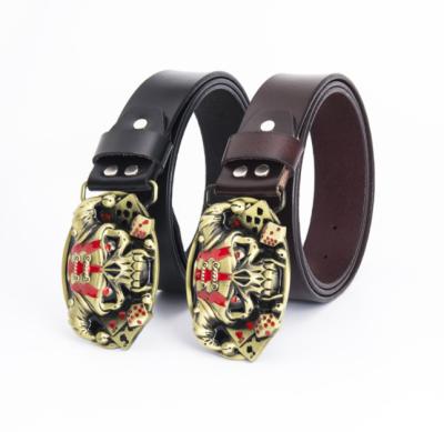 China 2022 Trend New Fashion.Casual Cowhide Men's Belt Personality Clown Skull Belt for sale