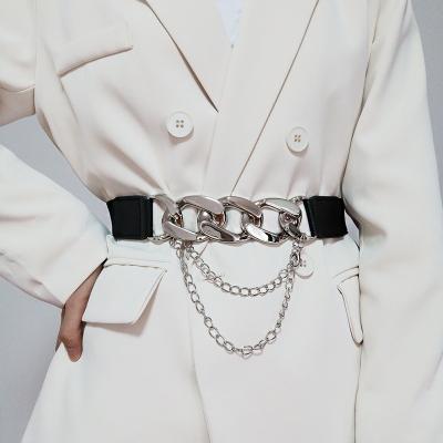 China 2022 Newest High PC Belt Ladies Metal Belt Multi-Ring Elastic Chain Decorative Buckle Elastic Belt for sale