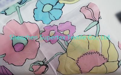 China Lady's Dress 100% Ramie Linen Fabric With Flower Print 132GSM for sale