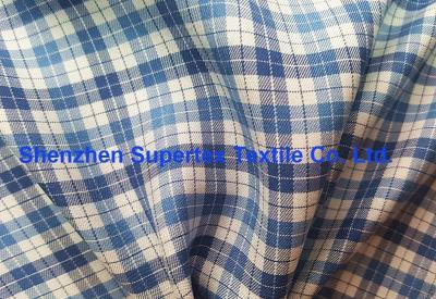 China Blue Twill Plaid Printed Silk Fabric In Yarn Dyed For Shirts And Dress Garment for sale