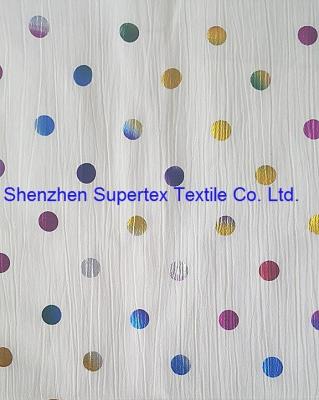 China Women  / Children Clothing Custom Cotton Fabric Crepe Foil Silver Stars Printed And Color Dots for sale