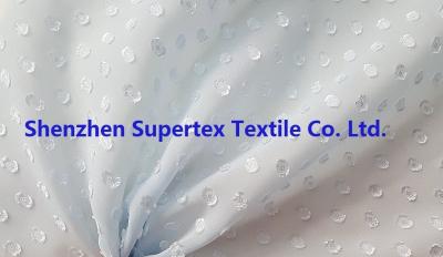 China 75D Polyester Chiffon Fabric Jacquard Dotted Swiss Fabric In Reactive White Color for sale