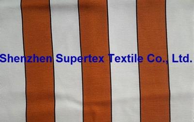 China Viscose Rayon Polyester Linen Slubby Orange Vertical Stripe Print 170GSM for sale