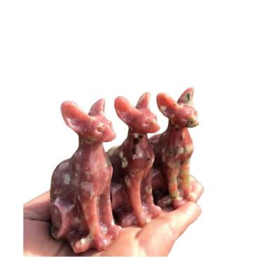 China China Hot sale hand carved crystal crafts animal crystal cat Tourmaline cat for gift for sale