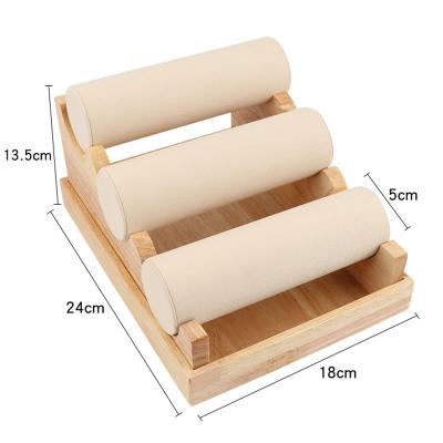 China Adjustable Wooden 3 Row Bracelet Watch Stand Holder Jewelry Display Storage Necklace Bracelet Organizer (Size) for sale