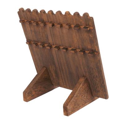 China Solid (Size) Adjustable Wooden Walnut Wooden Earrings Show Rack Earrings Display Stand Jewelry Display Tray for sale