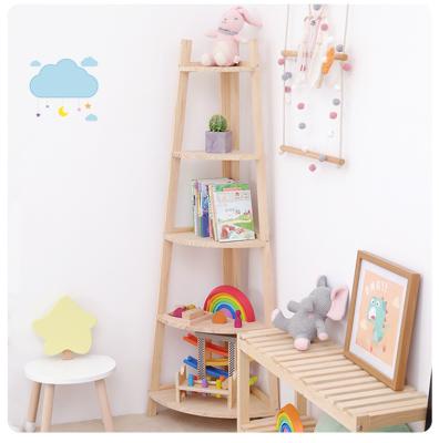 China Simple Children's Ins Simple Children's Rack Flower Balcony Kitchen Rack Shelf Floor Shelving Household Study Corner Finishing Shelf for sale