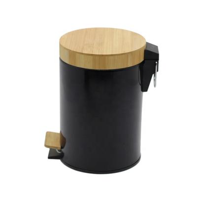 China BX 3L/5L/7L/12L/20L/30L Sustainable Bamboo Lid Trash Bin Matte Black for sale