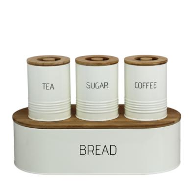 China BX New Design Sustainable Coffee Tea & Sugar Cookie Set Metal Bread Box 4 Set With Logo for sale