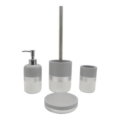 China Contemporary Classic Bx 4PCS/SETS Polyresin Bathroom Sets With Toilet Brush, Tumbler, Soap Dish And Soap Dispenser for sale