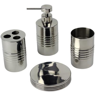 China BX Sustainable Group Accessory Bathroom Fixed Stainless Steel Pump 4pcs Dispenser Soap Dish for sale