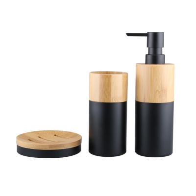 China BX Sustainable Cheap Wooden Bathroom Accessories Sets 3 Piece Bamboo Bathroom Sets for sale