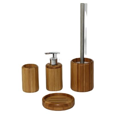 China BX New Design Sustainable Natural Bamboo Bathroom Accessories Wooden Bathroom Accessories Set for sale