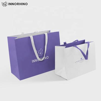 China Custom Cosmetic Boutique Packaging Logo Take Out Retail Shopping Tote Bag Ribbon Handle Eco Friendly Jewelry Luxury Paper Equipment Garment for sale