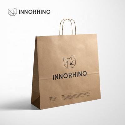 China Recyclable Custom Biodegradable Boutique Bags Kraft Paper Tote Gift Food Packaging Eco Brown Plain CMYK Pantone Friendly White Cardboard for sale