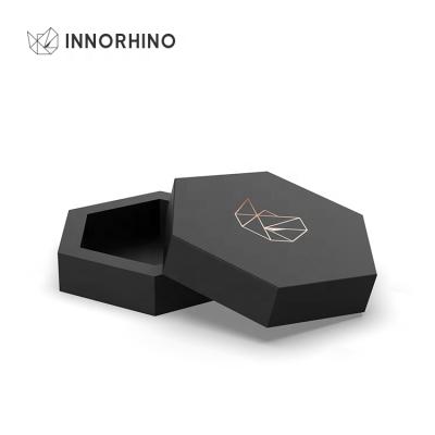 China Biodegradable Jewelry Skin Care Packaging Luxury Black Hexagon Shape Banquet Favor Wedding Favor Box Necklace Candy Eyelash Case Customized for sale