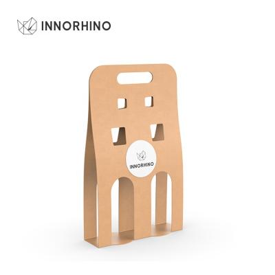 China Eco Friendly Kraft Paper Bottle Beverage Wine Beer Glass Packaging Box Handle Carriers Box With Window Custom Printed OEM for sale