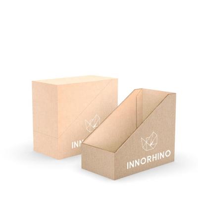 China Handmade Product 3C Earphone Kraft Corrugated Tear Away Box Cardboard Display PDQ With Screen Printing Retail Ready for sale