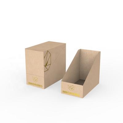 China Supermarket Pdq Gold Silver Handmade Foil Stamp Customized Kraft Paper Tear Off Corrugated Presentation Ready Box Retail PDQ for sale