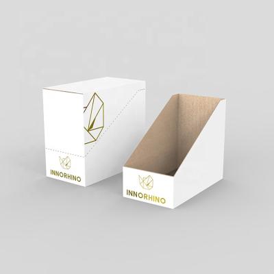 China Handmade Cosmetic Color Printing White Product Kraft Corrugated Tear Off Presentation Box Makeup Pdq With Gold Silver Foil Stamp Retail for sale