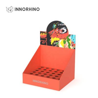 China Handmade Retail Ready Retail Counter Kraft Paperboard Packaging Tray PDQ Display Tray Corrugated Stackable Box for sale