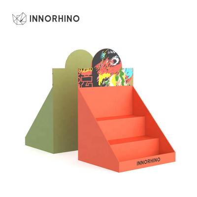 China Handmade Ready Counter Shop Ready Retail Corrugated Packaging Paper Tray PDQ Packaging Display With Stairs for sale