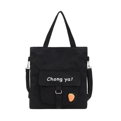 China Canvas Messenger Fashionable Reusable Reusable Capacity Student Cloth School Bag Customized Single Shoulder Bag for sale