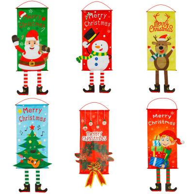 China Europe new Christmas decorations hang wall cloth art creative hanging flag leg window hang cloth atmosphere is dressed for sale