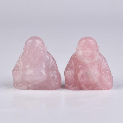 China Natural High Quality China Rose Quartz Carving Buddha Hand-carved For Gifts for sale