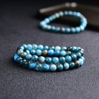 China Wholesale Natural Blue Bracelets Crystal Stretch Bracelets Crystal Round China Apatite Bead Bracelets for sale