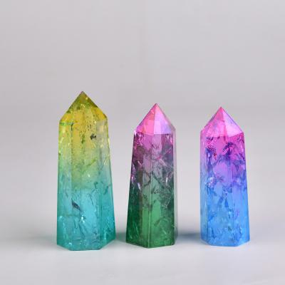 China Wholesale High Quality China Point Aura Clear Quartz Tower Healing Crystal Point Aura Crystal Wand For Spirit Stone for sale