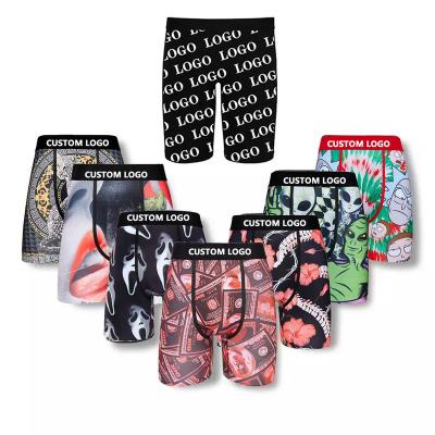 China Viable Factory Customized New Long Boxing Shorts Printed Underwear Men's Casual Underwear Plus Size Boxing Shorts Underwear for sale