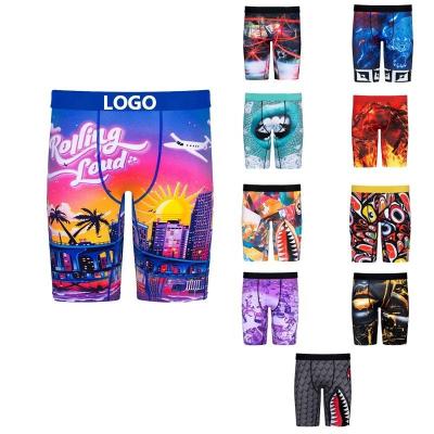 China Viable Mens Gym Shorts 2022 New Trendy Style 3d Printed Boxers Briefs Man Underwear Swimwear Briefs For Mens Long Leg Sports Shorts for sale