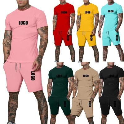 China Anti-Wrinkle OEM Customized New Summer Polyester Jogging Sportswear Fitness Sportswear Two Piece Set And Short Shorts Mens T Shirt for sale