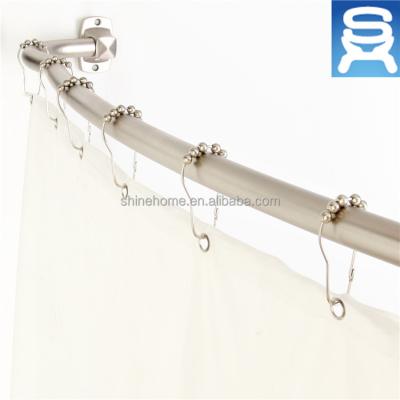 China Bathroom Shower Curtain Rod Wall-Mounted Iron Chrome Plated Bathroom Shower Curtain Fit Tension Rod / Stretch Shower Curtain Rod Curtain Accessory for sale