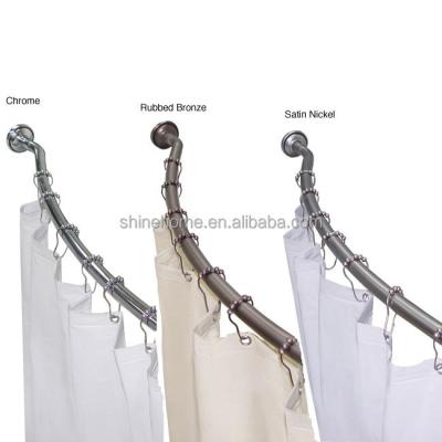 China Bathroom Shower Curtain Rod Color Box Packing Bathroom Adjustable Curved Shower Curtain Rod for sale