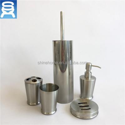 China High Quality Hotel Bathroom Decor 6 Pieces Soap Dispenser Toilet Brush Holder Bath Accessories Stainless Steel Bathroom Set for sale